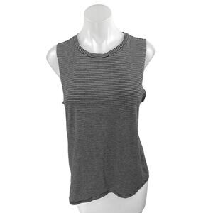 BCBGeneration Women's Black Gray Striped Sleeveless Muscle Tee Tank Top Size S